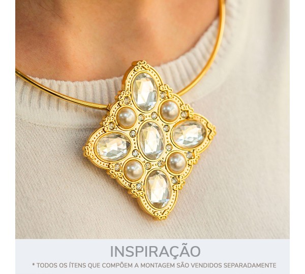 Fivela Ouro com Pedras 77mm
