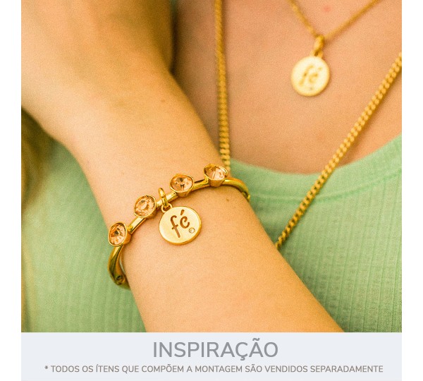 Pulseira Ouro com Strass Light Peach 67mm