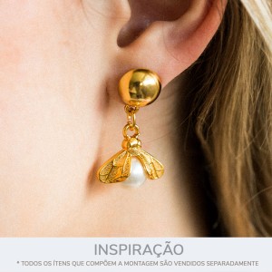 Pingente Inseto Ouro com Pérola 21mm