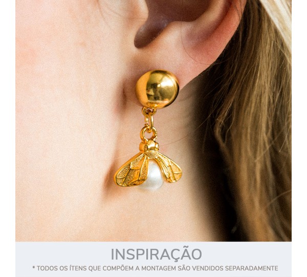 Pingente Inseto Ouro com Pérola 21mm