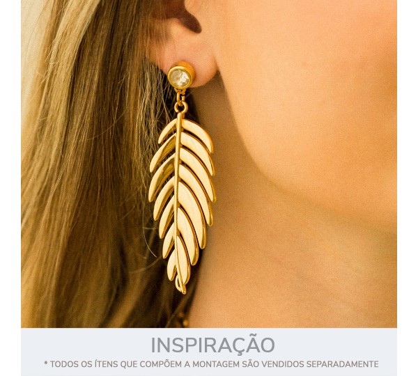 Pingente Folha de Palmeira Ouro 65mm