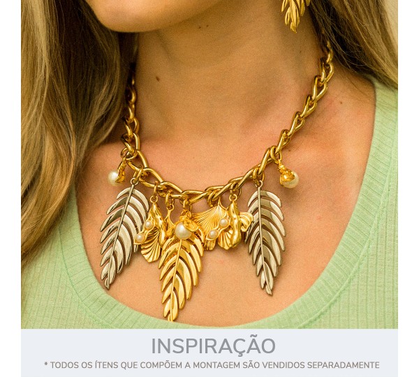 Pingente Soja Ouro com Pérola 31mm
