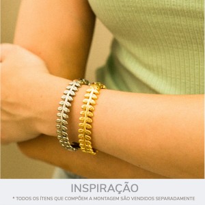 Pulseira Ramo de Folhas Ouro 67mm