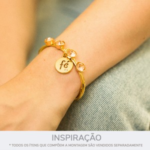 Pingente Fé Ouro com Strass 20mm