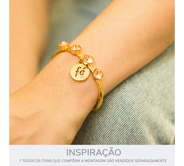 Pingente Fé Ouro com Strass 20mm