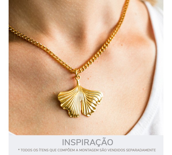 Pingente Ginkgo Biloba Ouro 33mm