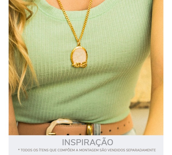 Pingente Medalha Gratidão Ouro com Pérola 38mm