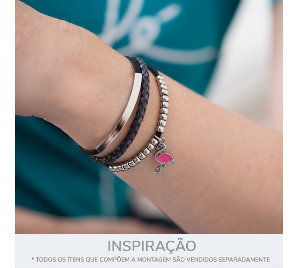 Pingente Flamingo Níquel com Pink 22mm