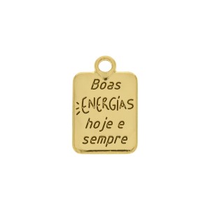 Pingente Boas Energias Ouro com Pedra Azul Turquesa 21mm