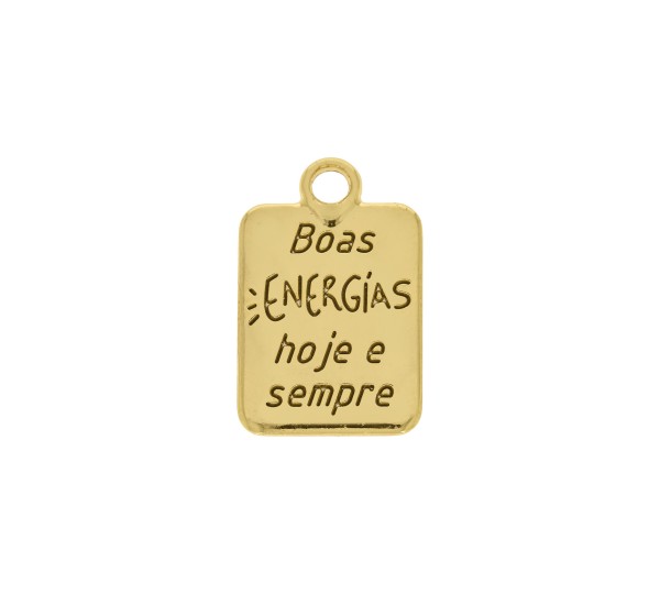 Pingente Boas Energias Ouro com Pedra Azul Turquesa 21mm