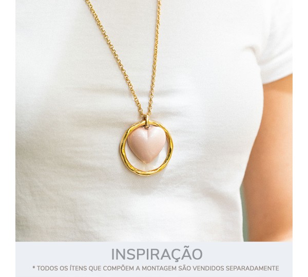 Pingente Coração Rosa Quartzo 32mm
