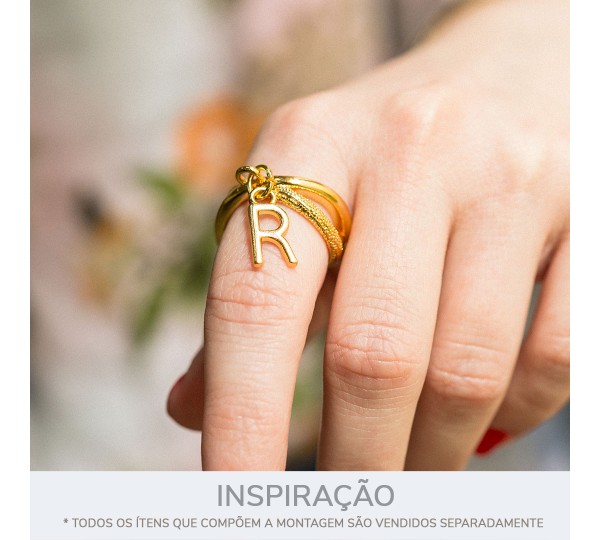 Pingente Mini Letra R Ouro 12mm
