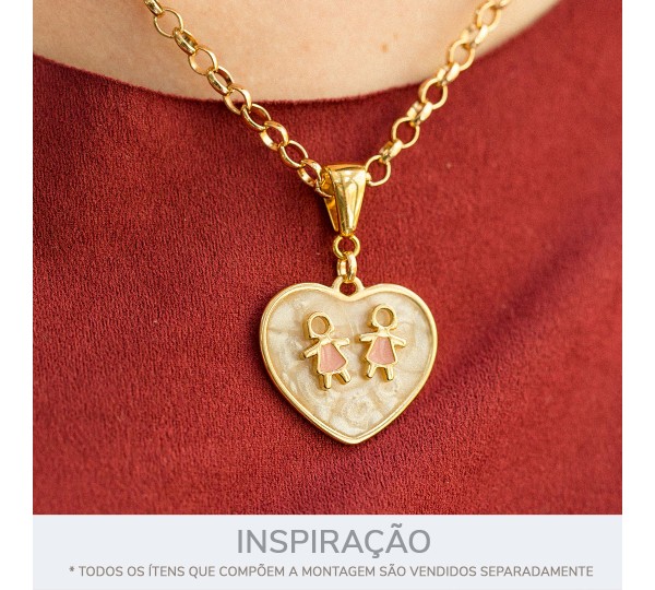 Pingente Coração Ouro com Pérola 27mm