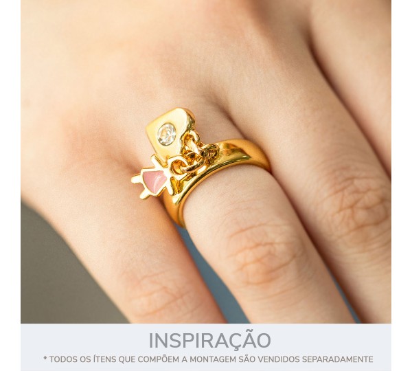 Pingente Coração Ouro com Strass 13mm