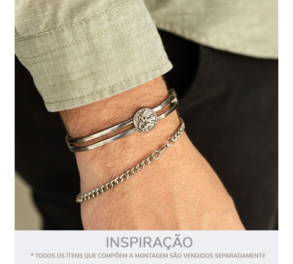 Pulseira São Jorge Grafite Escovado74mm