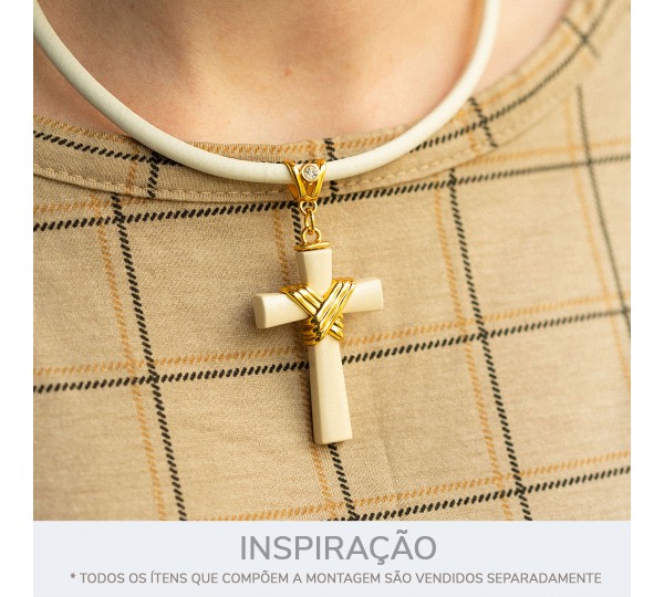 Pingente Cruz Nude com Ouro 46mm