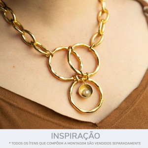 Argola Redonda Orgânica Ouro 45mm