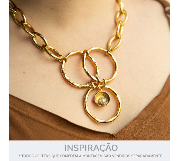 Argola Redonda Orgânica Ouro 45mm