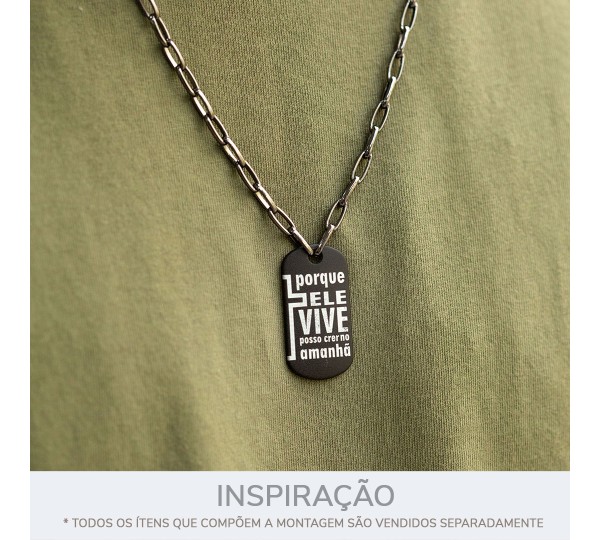 Pingente Ele Vive Preto Fosco 36mm