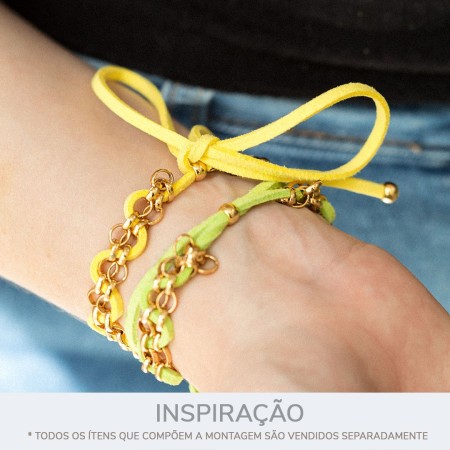 Cordão de Camurça Amarelo 3mm