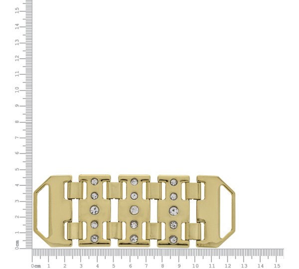 Maxi Pulseira New Dourado com Strass Cristal 125mm