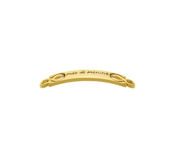 Passa Tira Mãe de Menino Ouro com Strass Azul 50mm