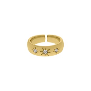 Anel Ouro com Strass Cristal Abertura 18mm
