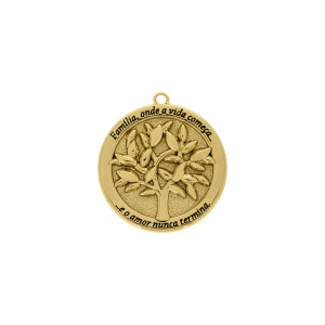 Pingente Árvore da Vida Ouro com Preto 42mm