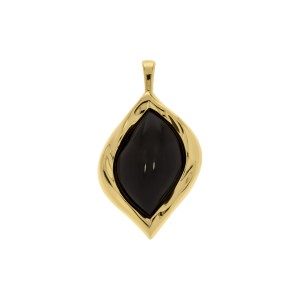Pingente Folha Ouro com Acrílico Preto 56mm