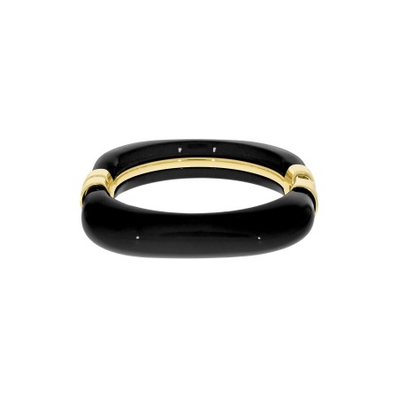Pulseira Quadrada Ouro com Aplique Preto 78mm