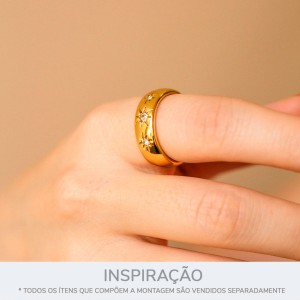 Anel Ouro com Strass Cristal Abertura 18mm