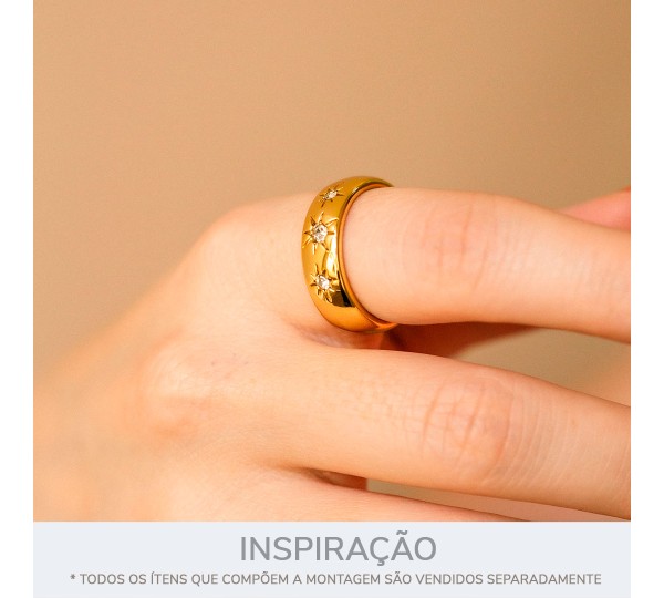 Anel Ouro com Strass Cristal N° 19