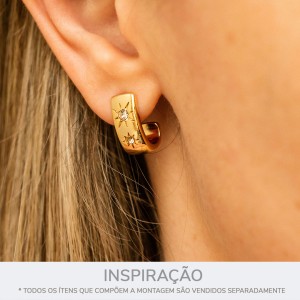 Brinco Ouro com Strass 16mm