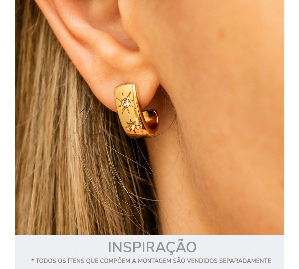 Brinco Ouro com Strass 16mm