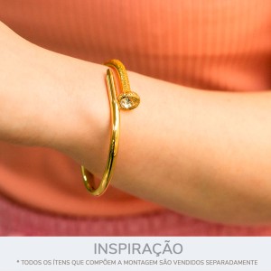 Pulseira Ouro Trabalhada com Strass 60mm
