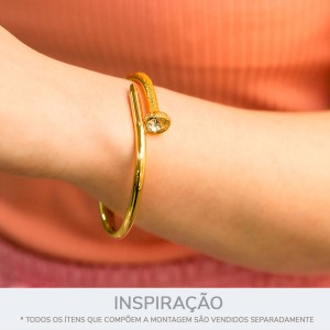 Pulseira Ouro Trabalhada com Strass 60mm