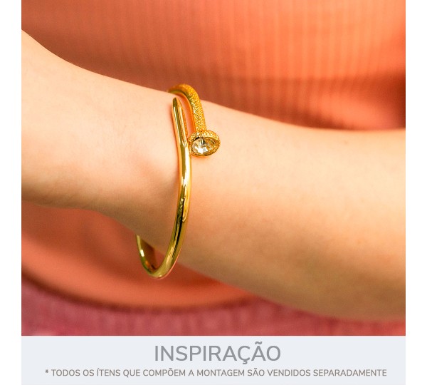 Bracelete Prego Dourado com Strass 60mm
