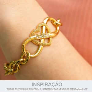 Passa Tira Coração Infinito Ouro com Strass 45mm