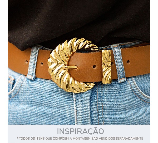 Fivela Trabalhada New Dourado 74mm