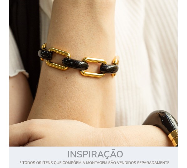 Montagem para Pulseira Ouro com Elo Preto 150mm