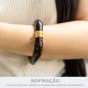 Pulseira Quadrada Ouro com Aplique Preto 78mm
