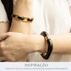 Pulseira Quadrada Ouro com Aplique Preto 78mm