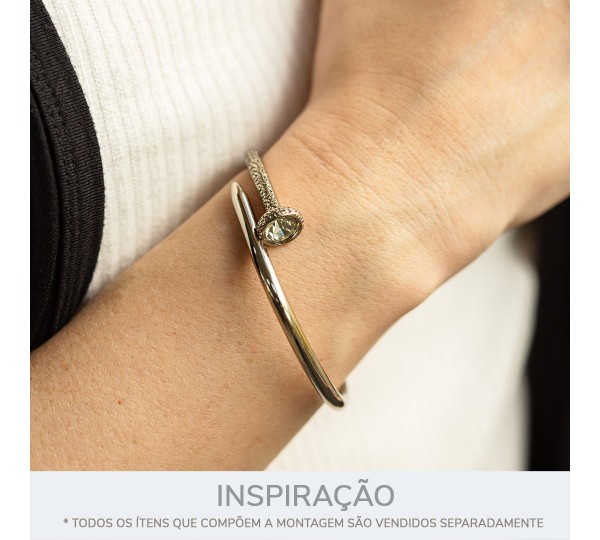 Bracelete Prego Prata com Strass 60mm