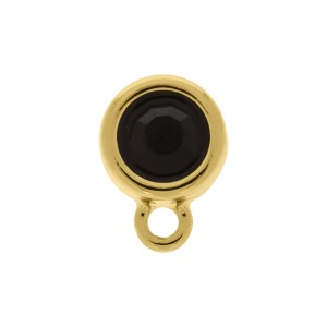 Base de Brinco Redonda Ouro com Strass Preto 12mm