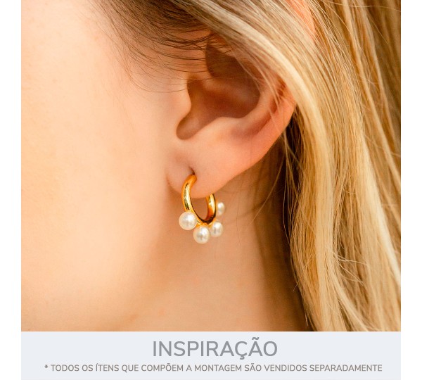 Brinco de Argola Ouro com Pérolas 16mm