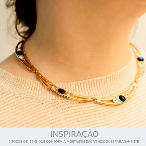Base para Colar Ouro com Strass 69mm