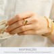 Anel Ouro com Strass Cristal e Preto N° 17