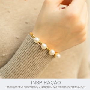 Pulseira Ouro com Pérolas 66mm