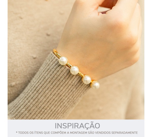 Pulseira Ouro com Pérolas 66mm