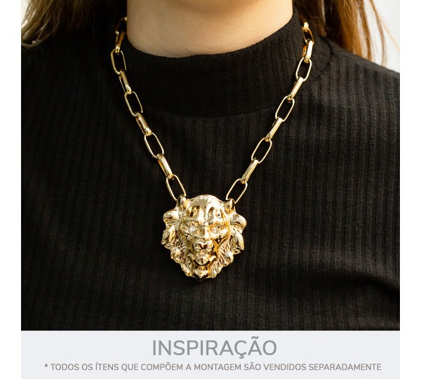Passador de Leão Ouro com Strass 52mm